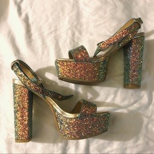 Glitter Platform Sandal with Ankle Strap 🎉